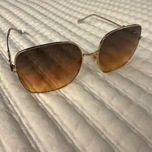 Gucci Gold Frame Sunglasses with Brown Gradient Lenses